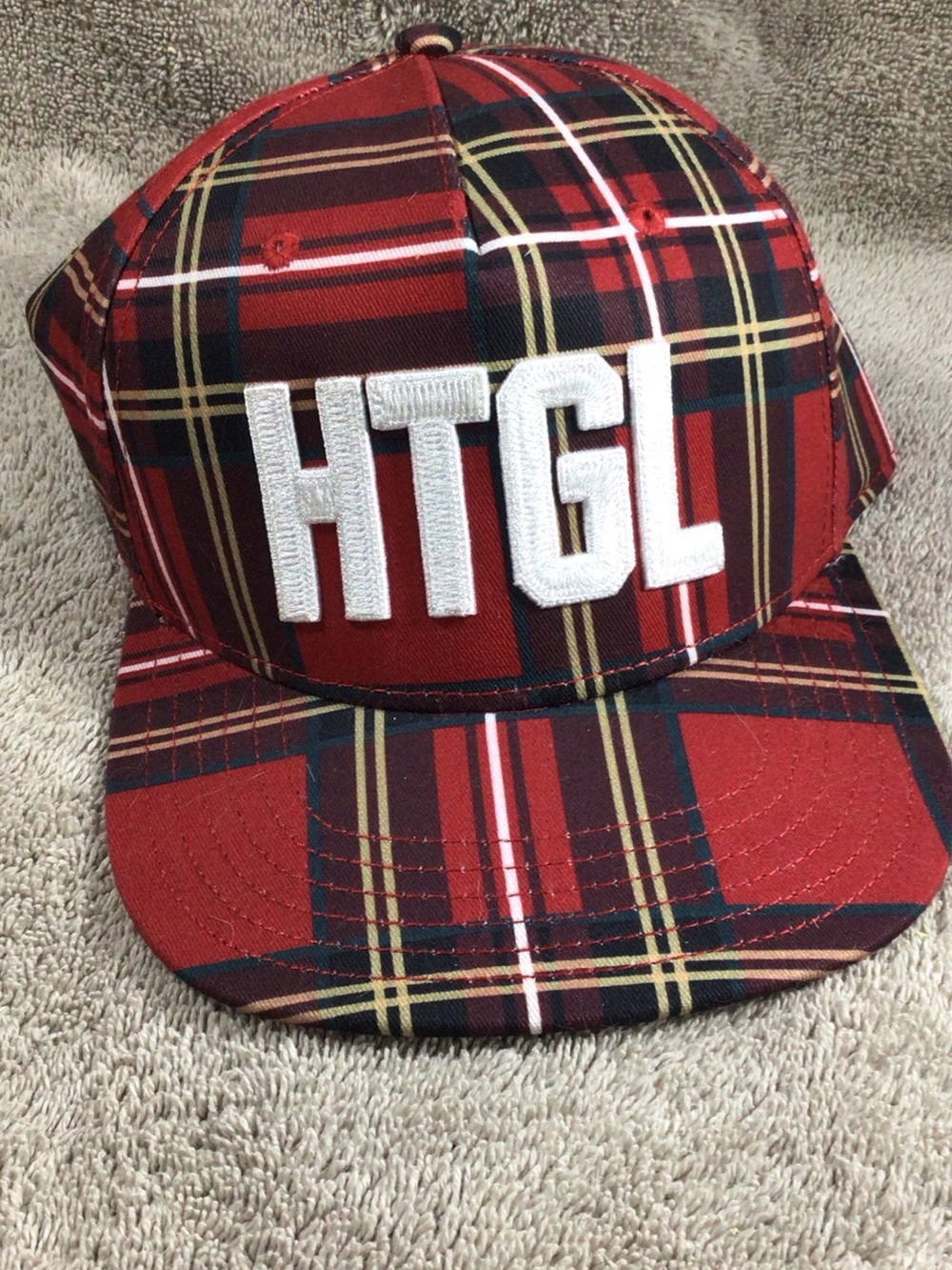 HarbourTown Golf Links Cap, Red & Black Plaid SnapBack New Condition